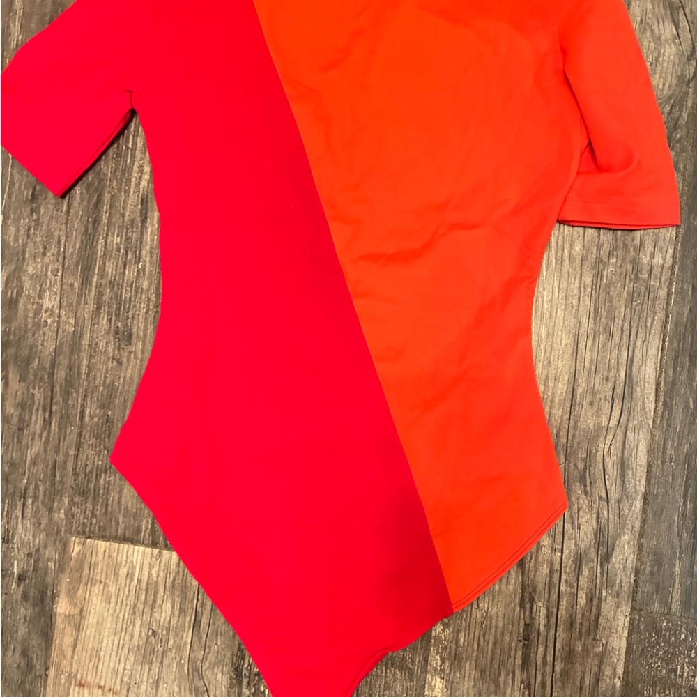 Adidas Women’s Two-Tone Red and Orange Bodysuit - Picture 4 of 5